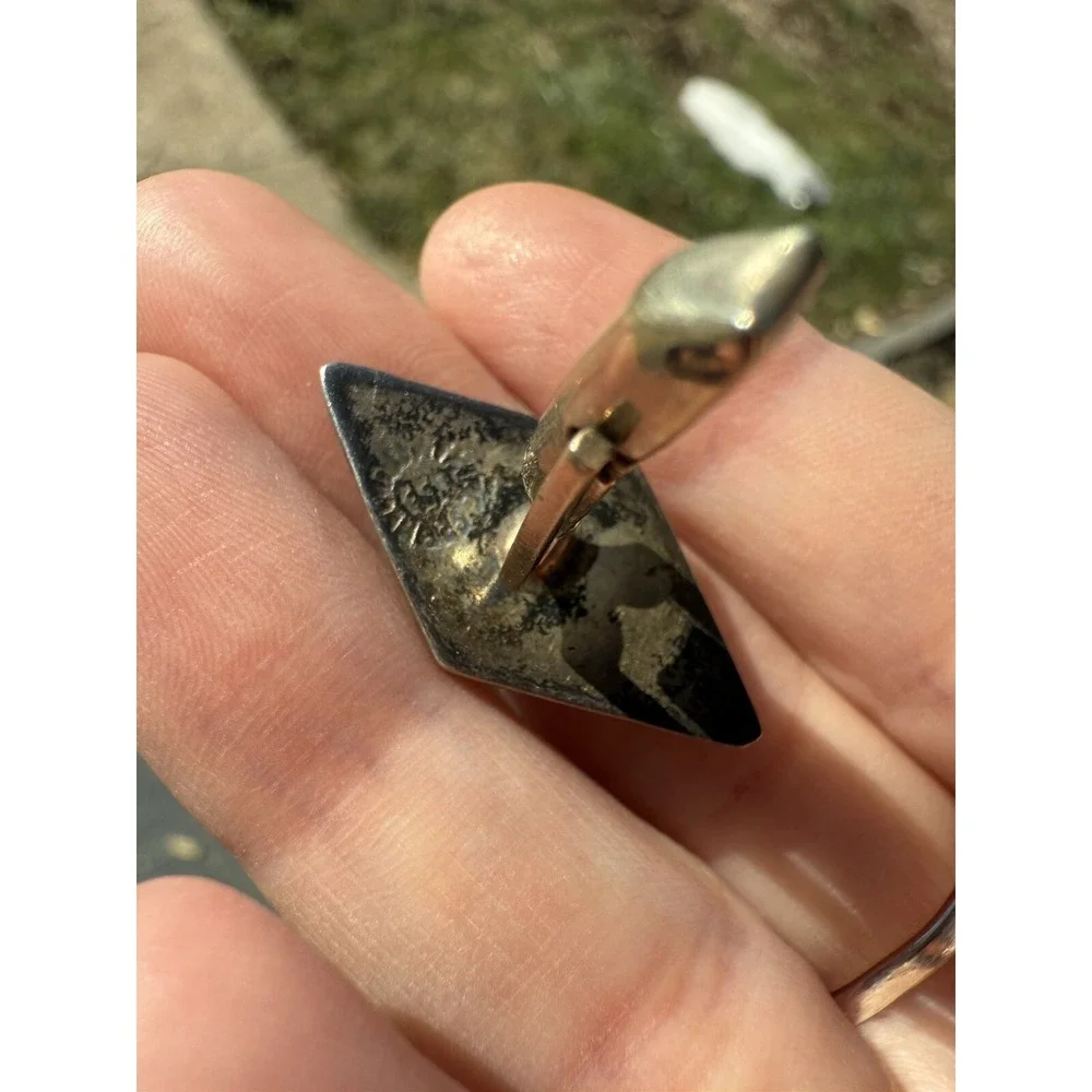 Vintage Sterling Cufflinks 925 Silver Abalone Diamond‎ Shape